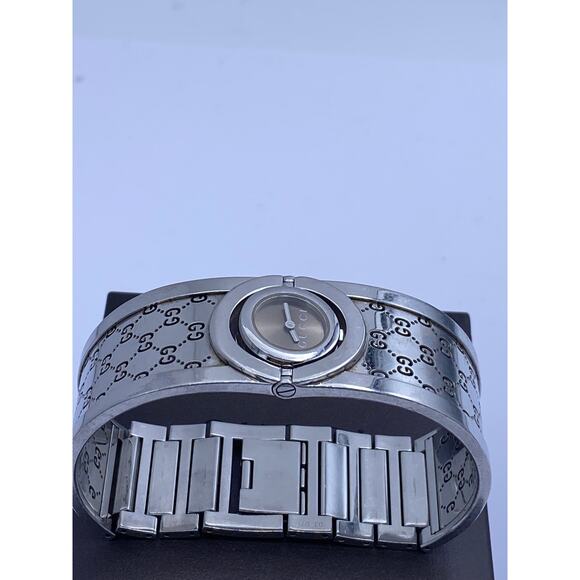 Authentic Gucci Stainless Steel GG Monogram Bangle Watch - Picture 7 of 13
